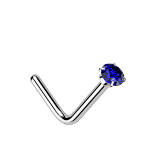 Titanium Dark Blue CZ Claw Set Nose Stud (20g)