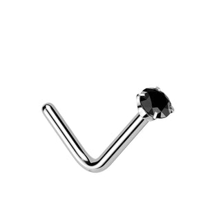 Titanium Black CZ Claw Set Nose Stud (20g)