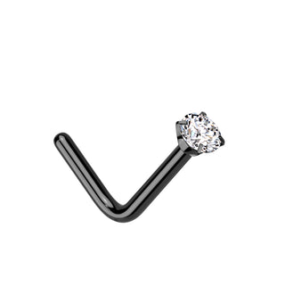 Black Titanium CZ Claw Set Nose Stud (20g)