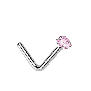 Titanium Pink CZ Claw Set Nose Stud (20g)