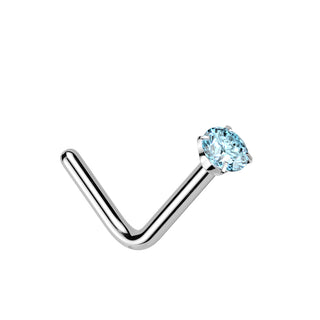 Titanium Light Blue CZ Claw Set Nose Stud (20g)