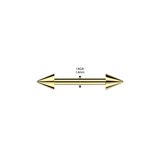 Titanium Internally Threaded Barbell With Spike Ends (14g)