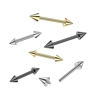 Titanium Internally Threaded Barbell With Spike Ends (14g)