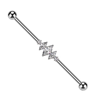 Marquise CZ Titanium Industrial Barbell (14g)