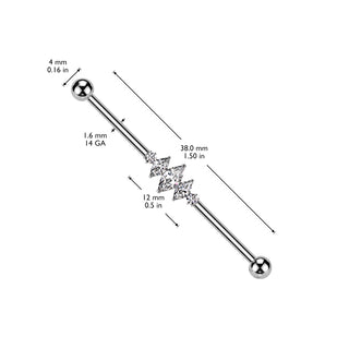 Marquise CZ Titanium Industrial Barbell (14g)