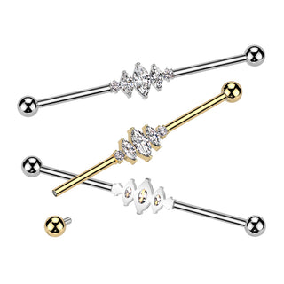 Marquise CZ Titanium Industrial Barbell (14g)