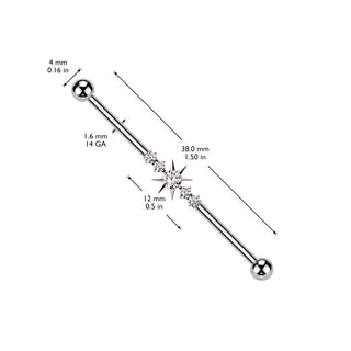 Starburst Titanium Industrial Barbell (14g)