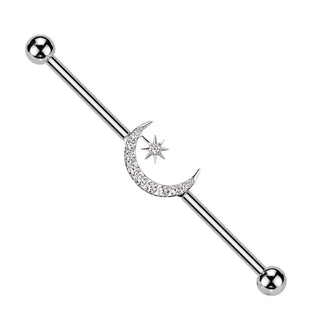 Crescent Moon Titanium Industrial Barbell (14g)