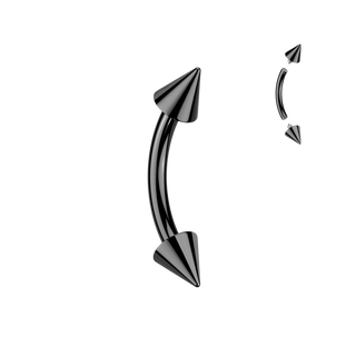 Titanium Internally Threaded Curved Barbell With Spike Ends