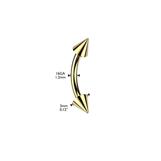 Titanium Internally Threaded Curved Barbell With Spike Ends