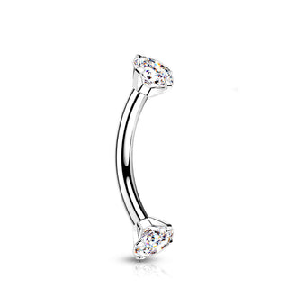 Silver CZ Titanium Curved Barbell (16g)
