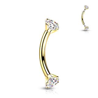 Gold CZ Titanium Curved Barbell (16g)