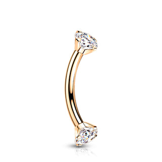 Rose Gold CZ Titanium Curved Barbell (16g)