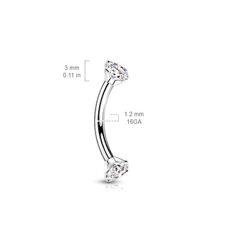Gold CZ Titanium Curved Barbell (16g)