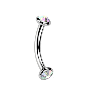 Aurora Titanium Bezel Set Curved Barbell (16g)