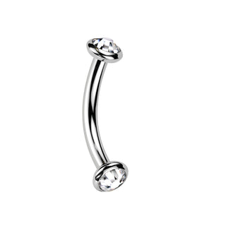 CZ Titanium Bezel Set Curved Barbell (16g)