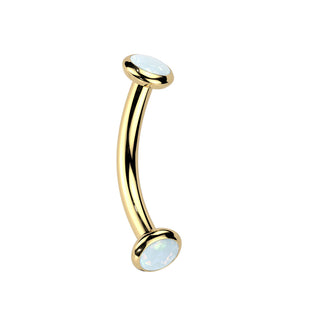 Gold Opal Titanium Bezel Set Curved Barbell (16g)