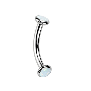 Opal Titanium Bezel Set Curved Barbell (16g)