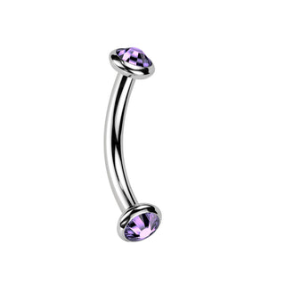 Lavender Titanium Bezel Set Curved Barbell (16g)