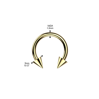 Titanium Internally Threaded Horseshoe With Spike Ends (16g)