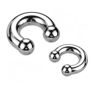 Large Gauge Titanium Horseshoe Ring - Internal Thread (12g-00g)