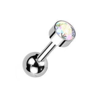 Aurora Titanium Bezel Set Barbell Stud (16g)