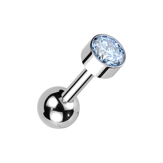 Blue Titanium Bezel Set Barbell Stud (16g)