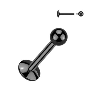 Titanium Flatback Labret Stud with 4mm Convex Base, Internally Threaded