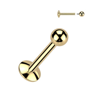 Titanium Flatback Labret Stud with 4mm Convex Base, Internally Threaded