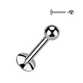 Titanium Flatback Labret Stud with 4mm Convex Base, Internally Threaded