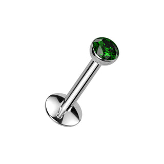 Emerald Titanium CZ Flatback Stud - Long Thread (16g)