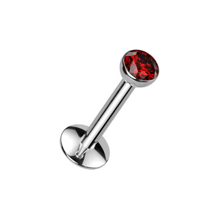 Red Titanium CZ Flatback Stud - Long Thread (16g)