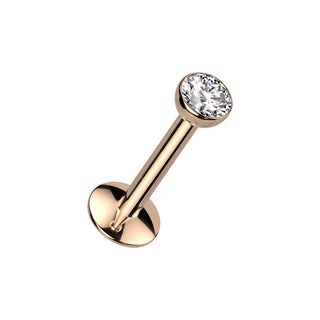 Rose Gold Titanium CZ Flatback Stud - Long Thread (16g)