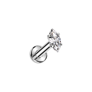 Silver Single Marquise Titanium Flatback Stud (16g)