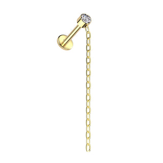 Gold Titanium Chain Drop Flatback Stud (16g)