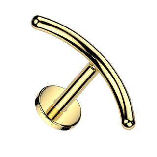 Gold Titanium Curved Bar Flat Back Stud (16g)