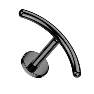 Black Titanium Curved Bar Flat Back Stud (16g)