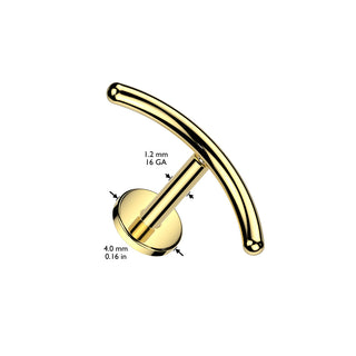 Gold Titanium Curved Bar Flat Back Stud (16g)