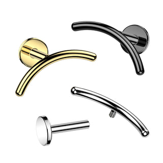 Black Titanium Curved Bar Flat Back Stud (16g)