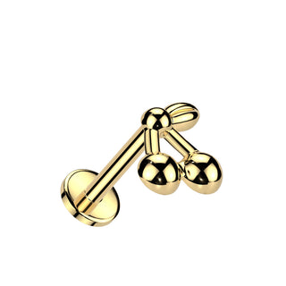 Gold Titanium Cherries Flat Back Stud (16g)