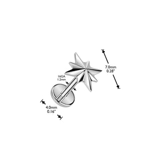 Titanium Starburst Flatback Stud with Internally Threaded Top - Silver