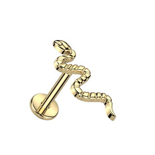 Gold Titanium Snake Flatback Stud (16g)