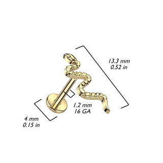 Gold Titanium Snake Flatback Stud (16g)