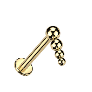 Gold Titanium Beaded Flatback Stud (18g-16g)