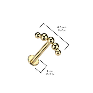 Gold Titanium Curved Beaded Flatback Stud (18g-16g)