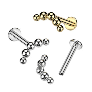 Gold Titanium Curved Beaded Flatback Stud (18g-16g)