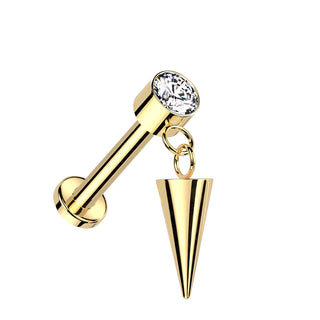 Gold Titanium Spike Drop Flatback Stud (16g)