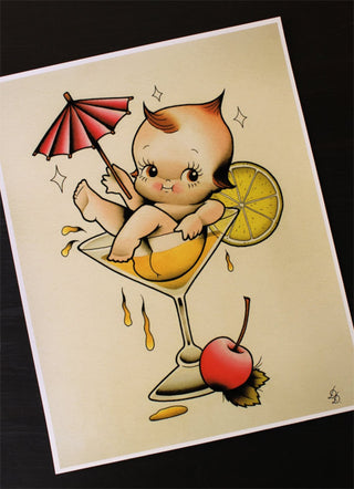 'The DrinKewpie' 11"x14" Tattoo Flash Print