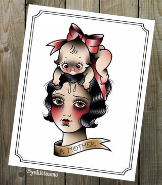 A Mother A4 Tattoo Flash Print