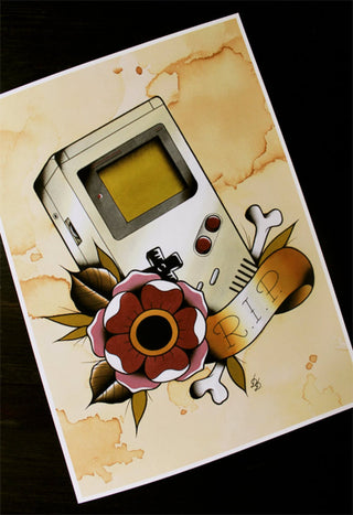 Nintendo Game Boy A4 Traditional Tattoo Flash Print